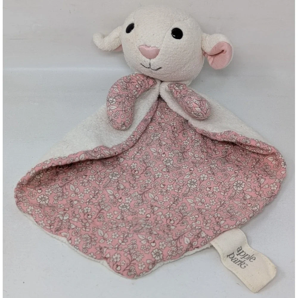 Apple Park Plush Lamb Sheep Lovey Security Blanket Organic 2014 Pink Floral